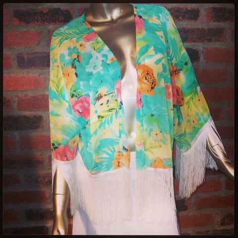 Floral Fringed Kimono