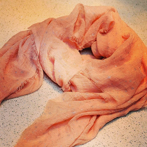 Peach Scarf with Silver Stars