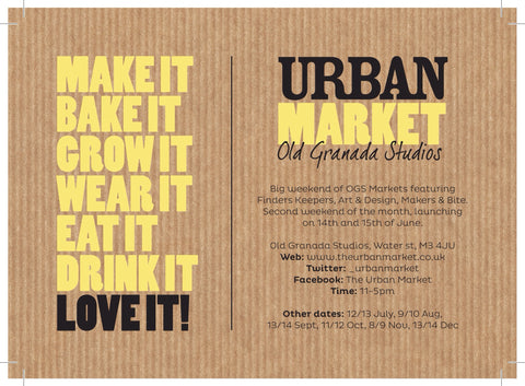 Urban Artisan Markets @ Old Granada Studios Manchester. Showcasing 14&15 June / 12&13 August / 13&14Sept