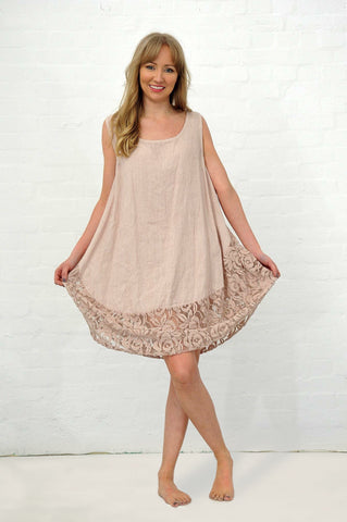 The Pink Linen & Lace Dress
